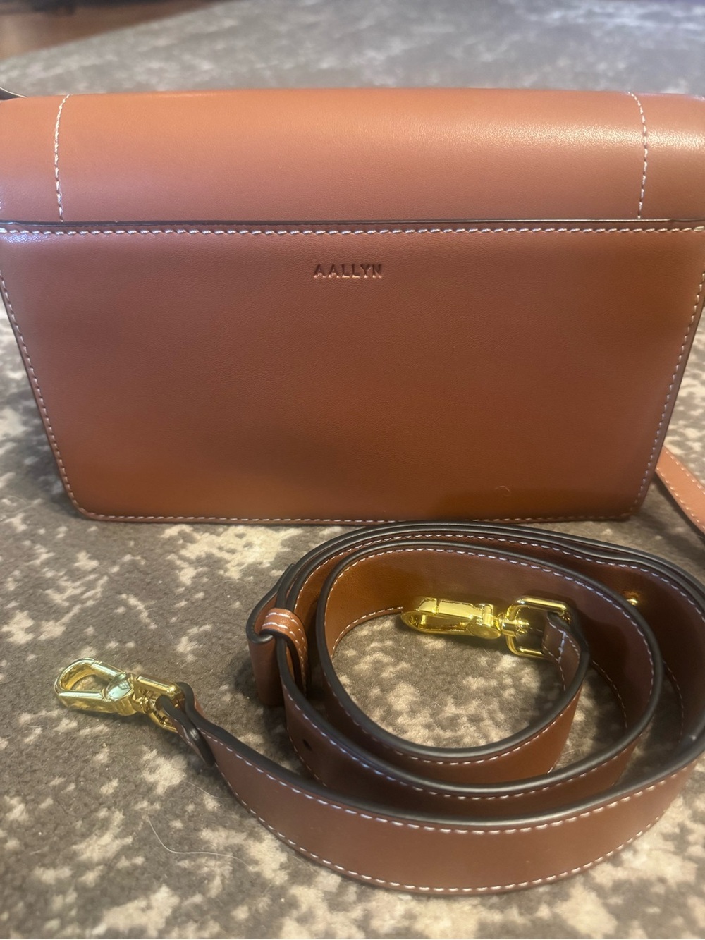 Aallyn Tan Leather Crossbody Bag with Adjustable Strap NWOT